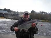 John Scanlon looking happy with the first fish at Ballisodare